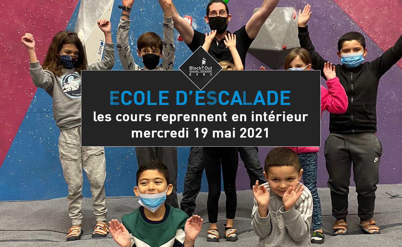 École d'escalade : les cours reprennent le mercredi 19 mai 2021 !