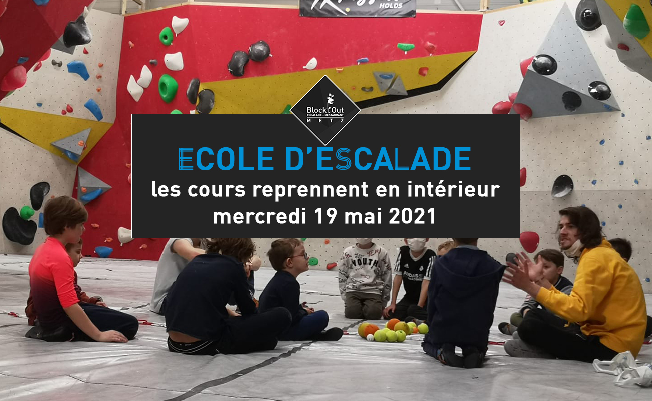 École d'escalade : les cours reprennent le mercredi 19 mai 2021 !